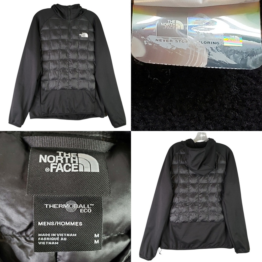 The North Face ThermoBall Jacket Hybrid Hoodie Mens Medium Black Zip Pullover